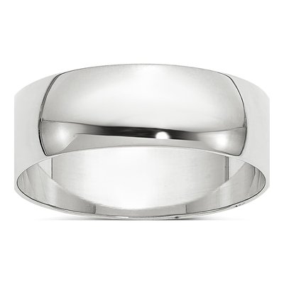 14K White Gold 6mm Half Round Wedding Band