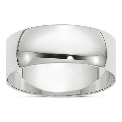 14K White Gold 6.5mm Half Round Wedding Band