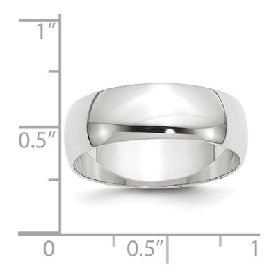 14K White Gold 7mm Half Round Wedding Band – view 3