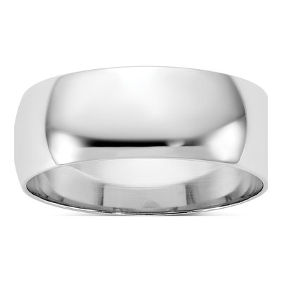 14K White Gold 7mm Half Round Wedding Band