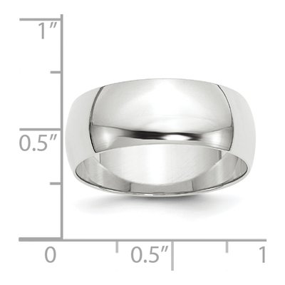 14K White Gold 8mm Half Round Wedding Band – view 5