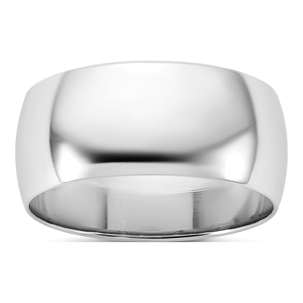 14K White Gold Rhodium-Plated 8.5mm Light-Weight Half Round Band Size 5