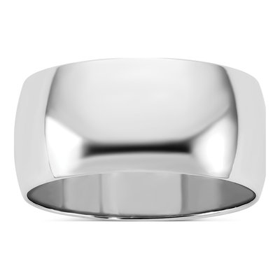 14K White Gold 9mm Half Round Wedding Band