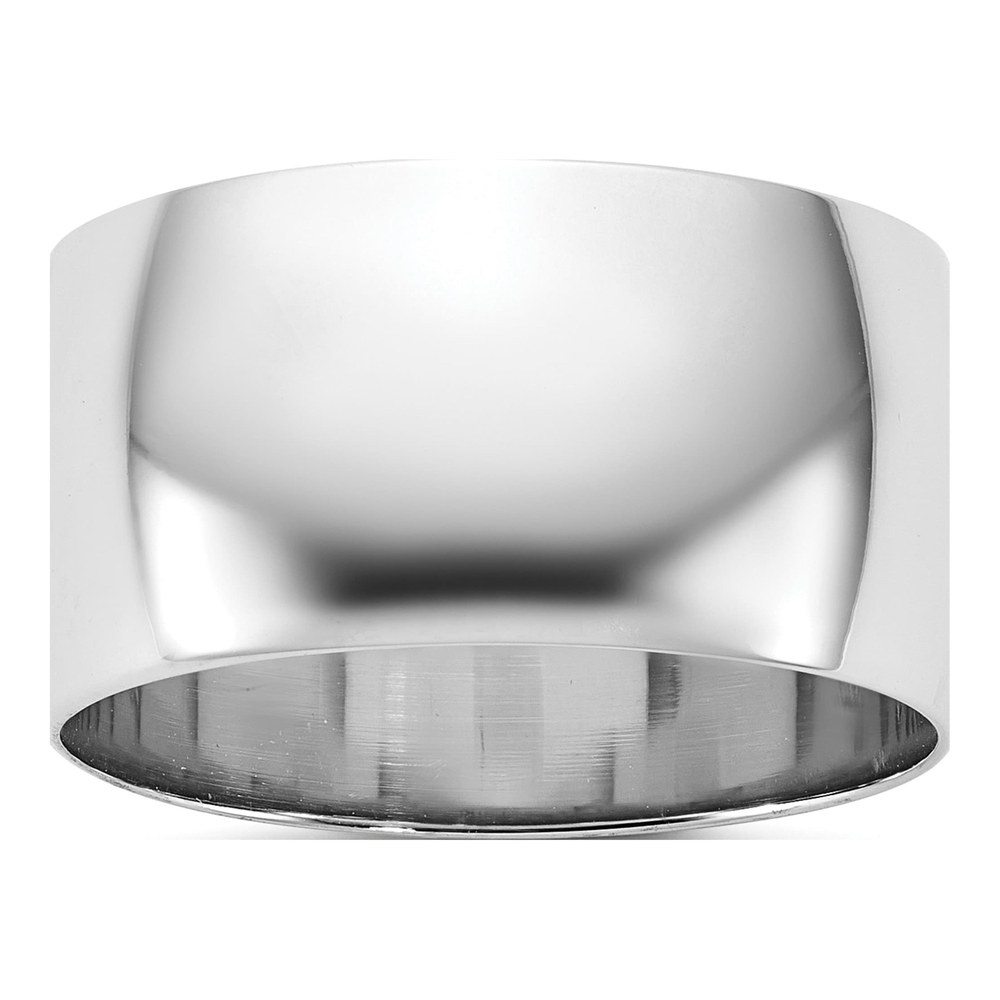 14K White Gold Rhodium-Plated 10mm Light-Weight Half Round Band Size 8