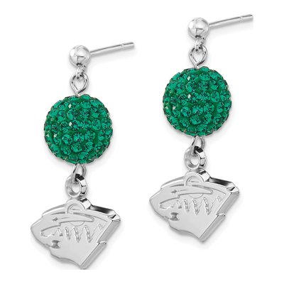 Minnesota Wild Sterling Silver Crystal Dangle Earrings – view 2