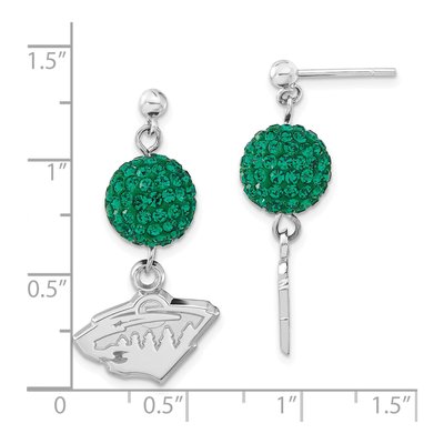 Minnesota Wild Sterling Silver Crystal Dangle Earrings – view 3