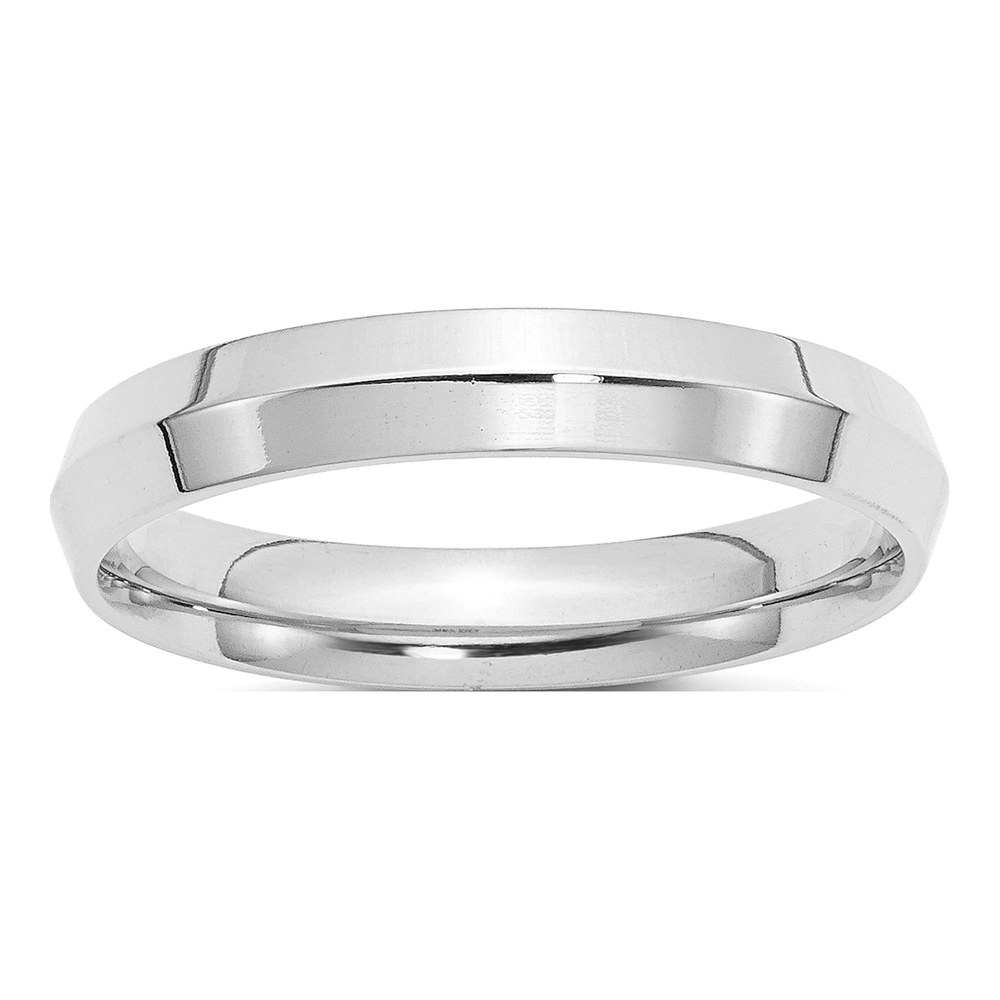 14K White Gold Rhodium-Plated 4mm Knife Edge Comfort Fit Wedding Band Size 4
