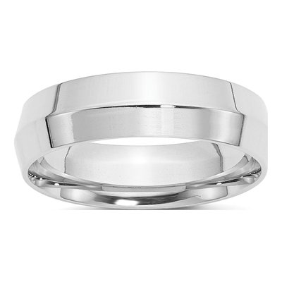 14K White Gold 6mm Knife Edge Comfort-Fit Wedding Band