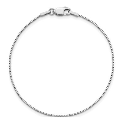14K White Gold 0.95mm Box Chain Bracelet – view 5