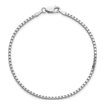 14K White Gold 1.9mm Box Chain Bracelet – view 5
