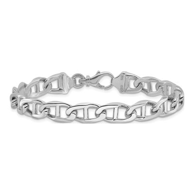 14K White Gold 9mm Anchor Chain Bracelet – view 3