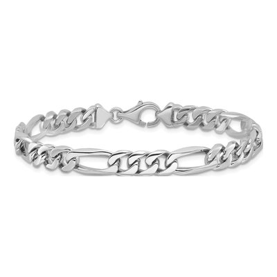 14K White Gold 7mm Figaro Chain Bracelet – view 3