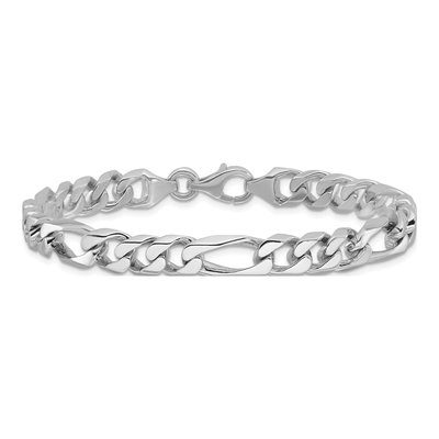 14K White Gold 8mm Figaro Chain Bracelet – view 2