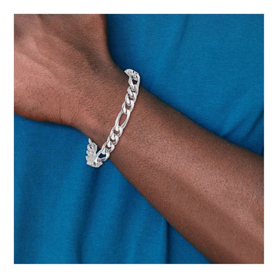 14K White Gold 8mm Figaro Chain Bracelet – view 3