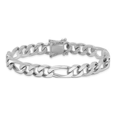 14K White Gold 9mm Figaro Chain Bracelet – view 3