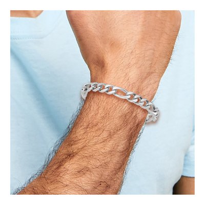 14K White Gold 9mm Figaro Chain Bracelet – view 4