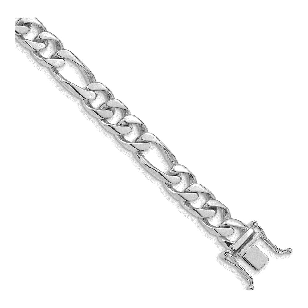 14K White Gold 9mm Figaro Chain Bracelet