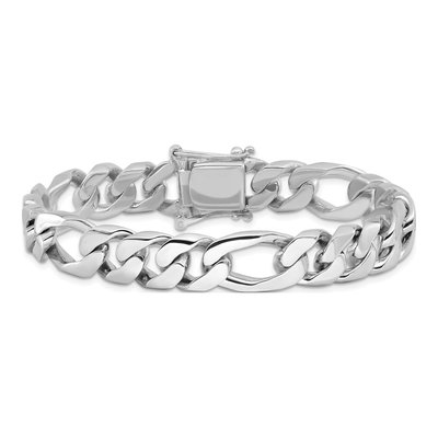 14K White Gold Figaro Link Bracelet, 10mm Solid – view 3