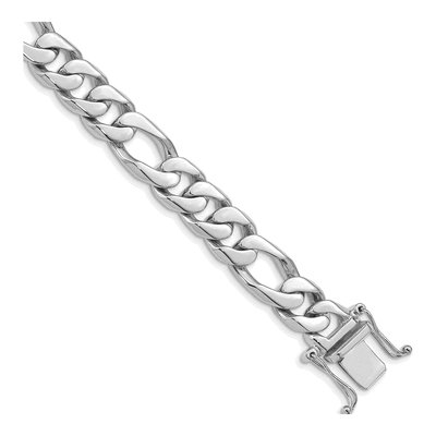 14K White Gold 10mm Figaro Chain Bracelet