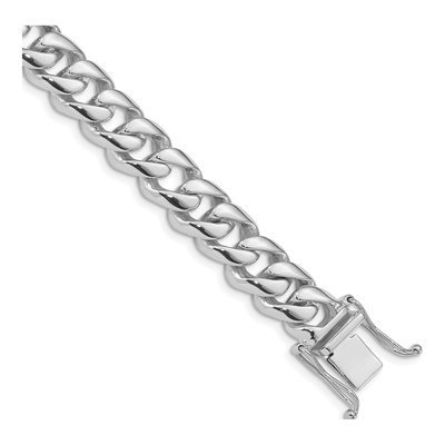14K White Gold 9.6mm Curb Chain Bracelet