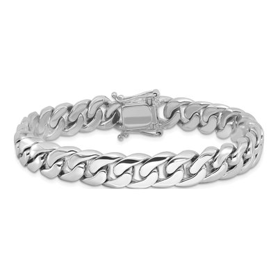 14K White Gold 10.8mm Curb Chain Bracelet – view 3