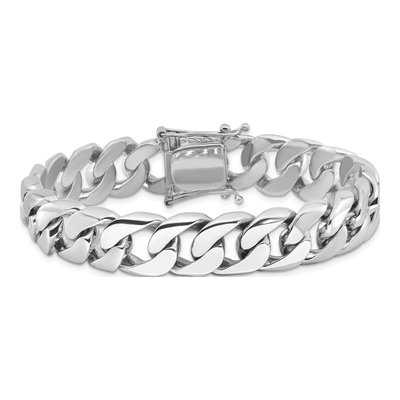 14K White Gold 13.4mm Curb Chain Bracelet – view 3