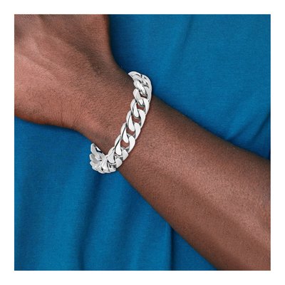 14K White Gold 13.4mm Curb Chain Bracelet – view 4