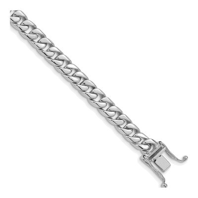 14K White Gold 6.8mm Flat Beveled Curb Chain Bracelet