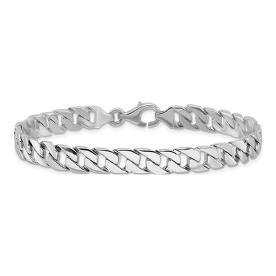 14K White Gold 7.4mm Fancy Link Chain Bracelet – view 3
