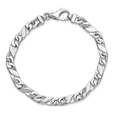 14K White Gold 6.7mm Fancy Link Chain Bracelet – view 3