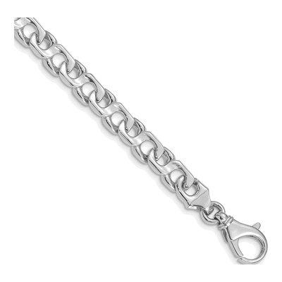 14K White Gold 7.4mm Fancy Link Chain Bracelet