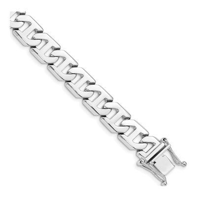 14K White Gold 10.2mm Fancy Link Chain Bracelet