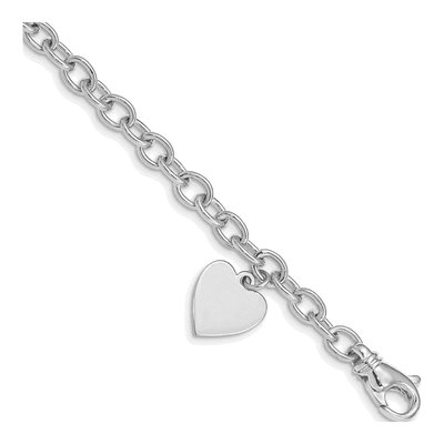 14K White Gold Heart Bracelet