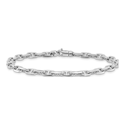14K White Gold 5.1mm Fancy Link Chain Bracelet – view 3