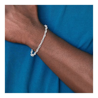 14K White Gold 5.1mm Fancy Link Chain Bracelet – view 4