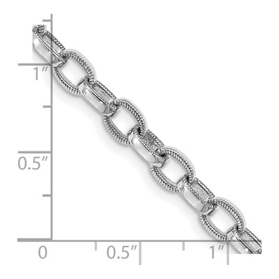 14K White Gold 5mm Ridged Fancy Link Chain Bracelet – view 2