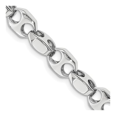 14K White Gold 7.2mm Fancy Link Chain Bracelet