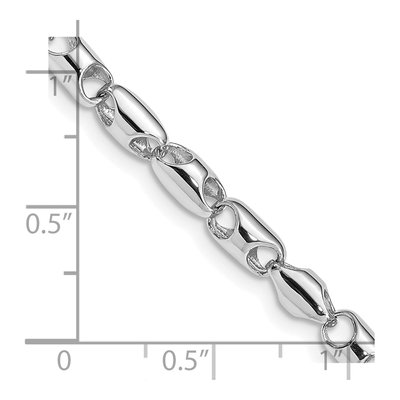 14K White Gold 4.1mm Barrel Fancy Link Chain Bracelet – view 2