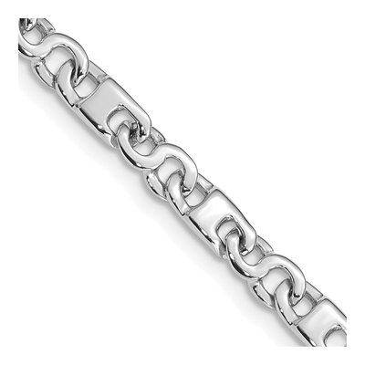 14K White Gold 4.4mm Fancy Link Chain Bracelet