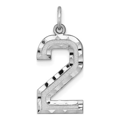 14K White Gold Number 2 Charm