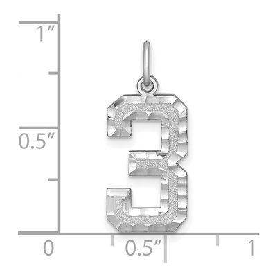 14K White Gold Number 3 Charm – view 4