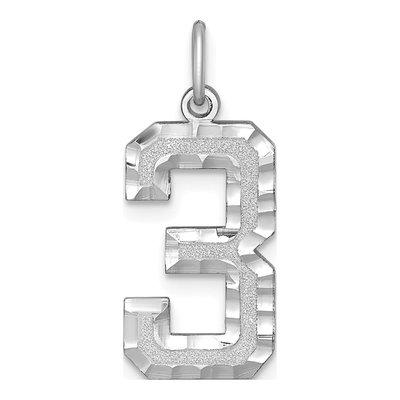 14K White Gold Number 3 Charm