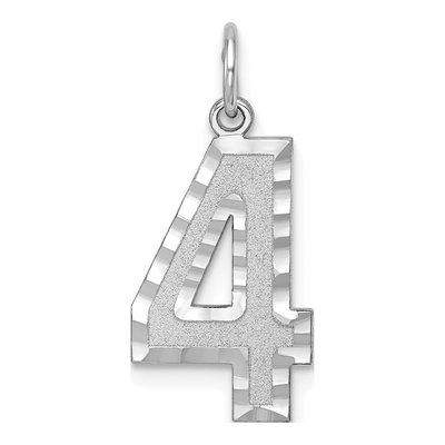 14K White Gold Number 4 Charm