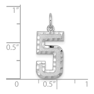 14K White Gold Number 5 Charm – view 4