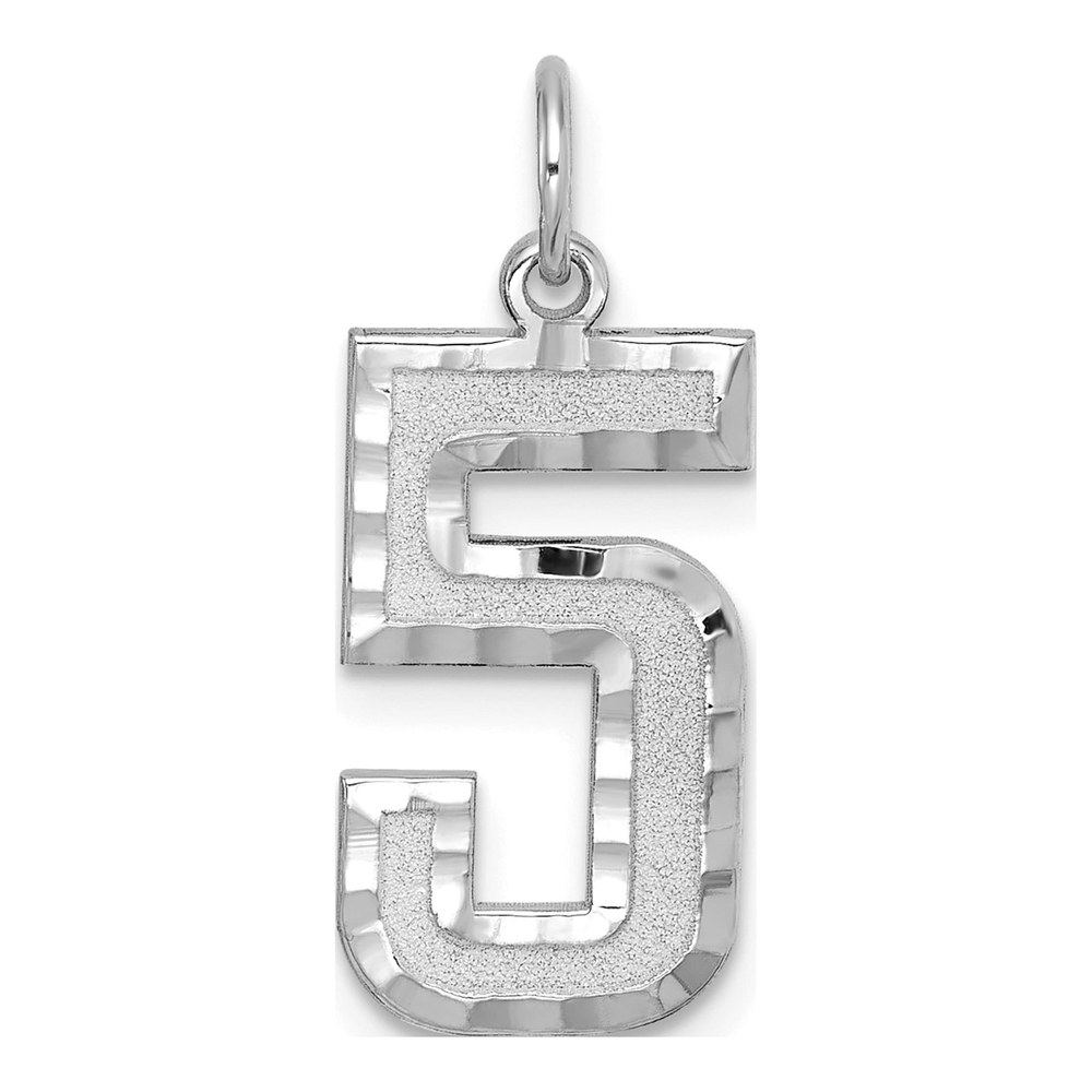 14K White Gold Number 5 Charm