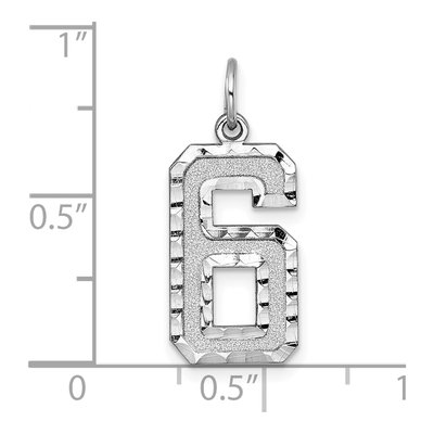 14K White Gold Number 6 Charm – view 4