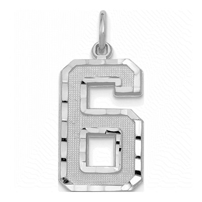 14K White Gold Number 6 Charm