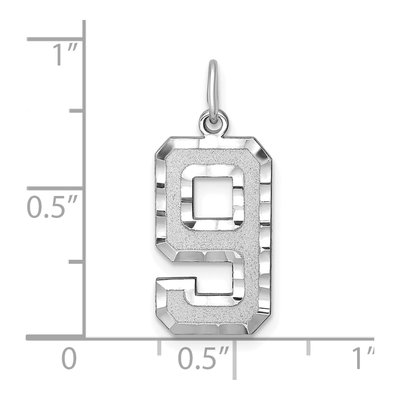 14K White Gold Number 9 Charm – view 4