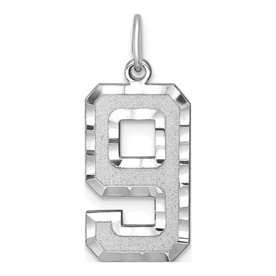 14K White Gold Number 9 Charm
