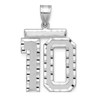 14K White Gold Number 10 Charm
